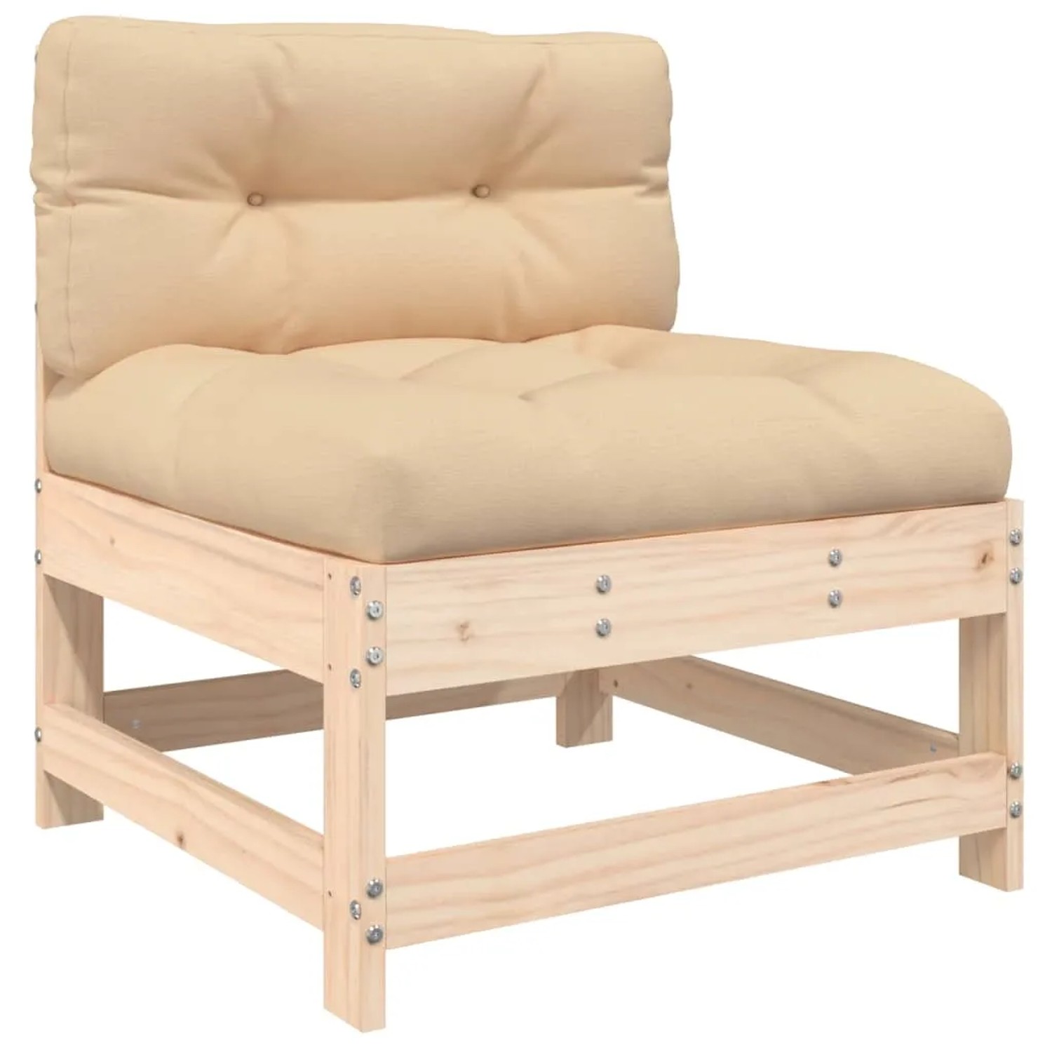 vidaXL Gartenmöbel: Lounge-Sessel aus Kiefernholz mit beigen Kissen.