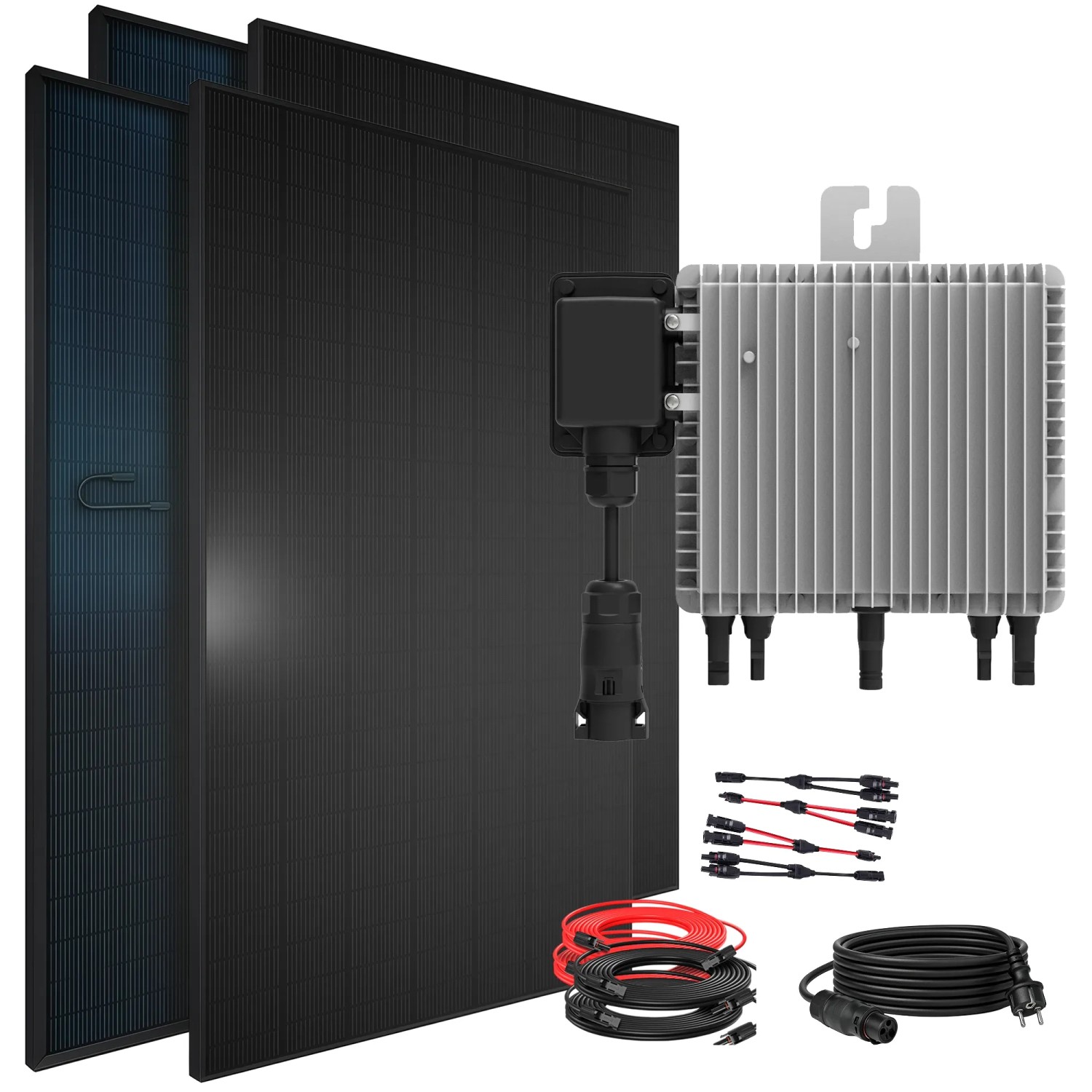 SUNNIVA Balkonkraftwerk 1840 W mit DEYE 800 W Wechselrichter inkl.5m Kabel 4x 460 W Solarmodule Bifazial Fullblack Glas-Glas