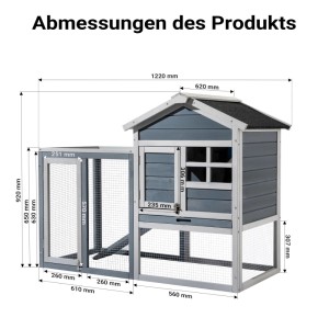 Wiltec Hasenstall 1220X630X920Mm Freilaufgehege Kaninchenkäfig Kleintierstall