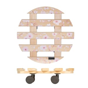 Wagner Multi Roller GH0642 mit Kirschblütenmuster, Rolluntersetzer aus Holz mit 4 Rollen, Ø 300mm, 100kg Tragkraft.