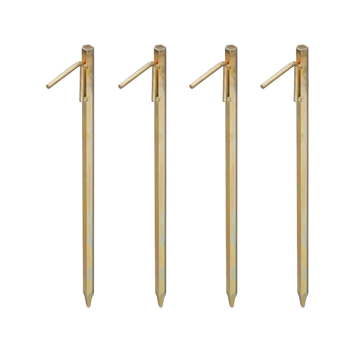 Relaxdays Bodenanker 4er Set Galvanisierter Stahl Gold Stabil 50 cm
