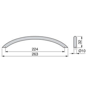 Emuca Lot von 20 Möbelgriffe Utiel L228 mm 192 mm Achsenabstand Stahl Nickel Satiniert