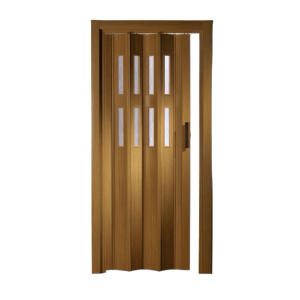 Forte Falttür Luciana in Mahagoni mit 2 Fenstern, flexible Raumspartür für Innenräume.