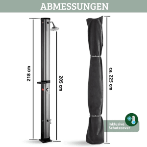 DELUKE Outdoor Solardusche 35 Liter mit Wasserspeicher Mit Abdeckung Solar Gartendusche Warmes Wasser Pooldusche Campingdusche