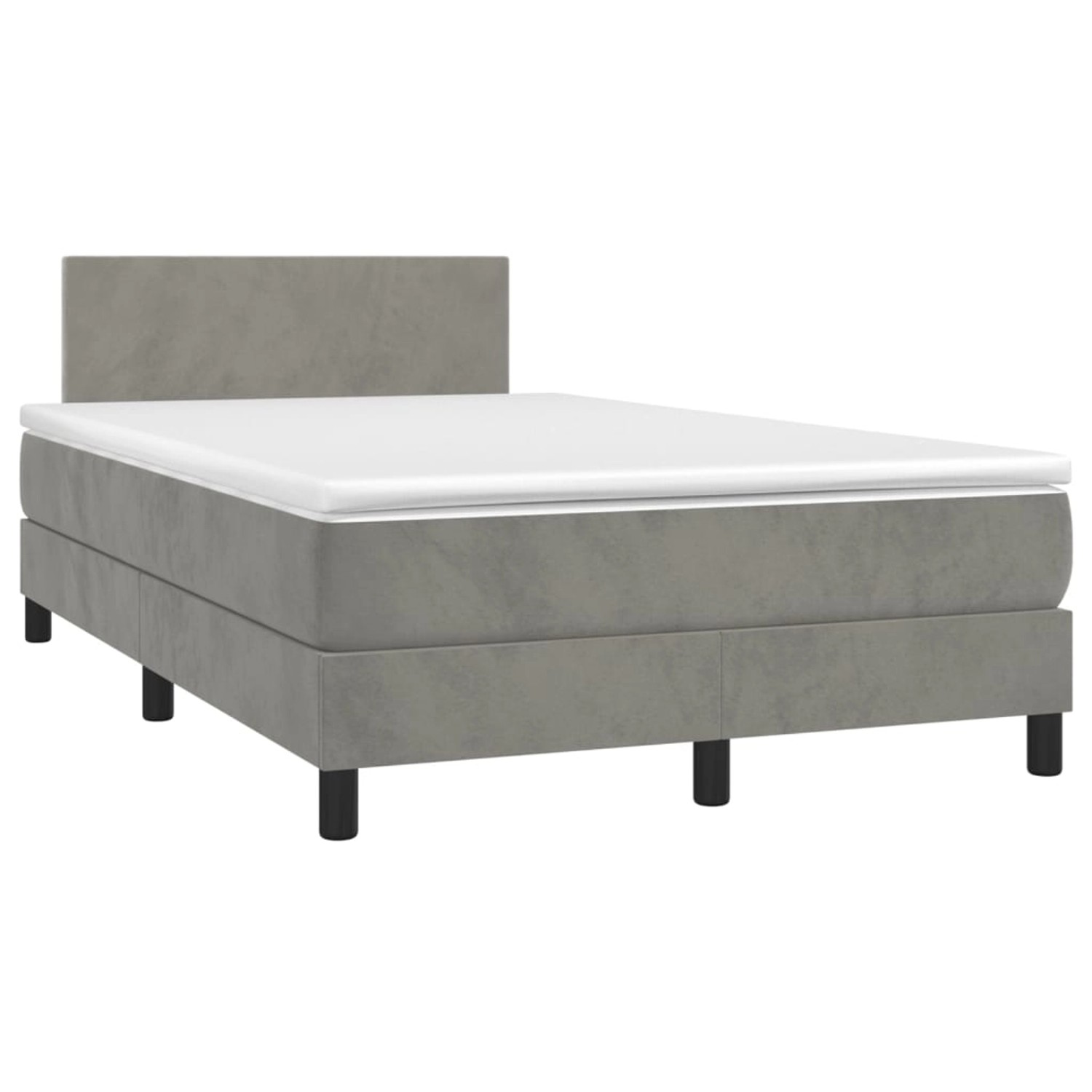 vidaXL Boxspringbett mit Matratze & LED Hellgrau 120x200 cm Samt 3134273 günstig online kaufen