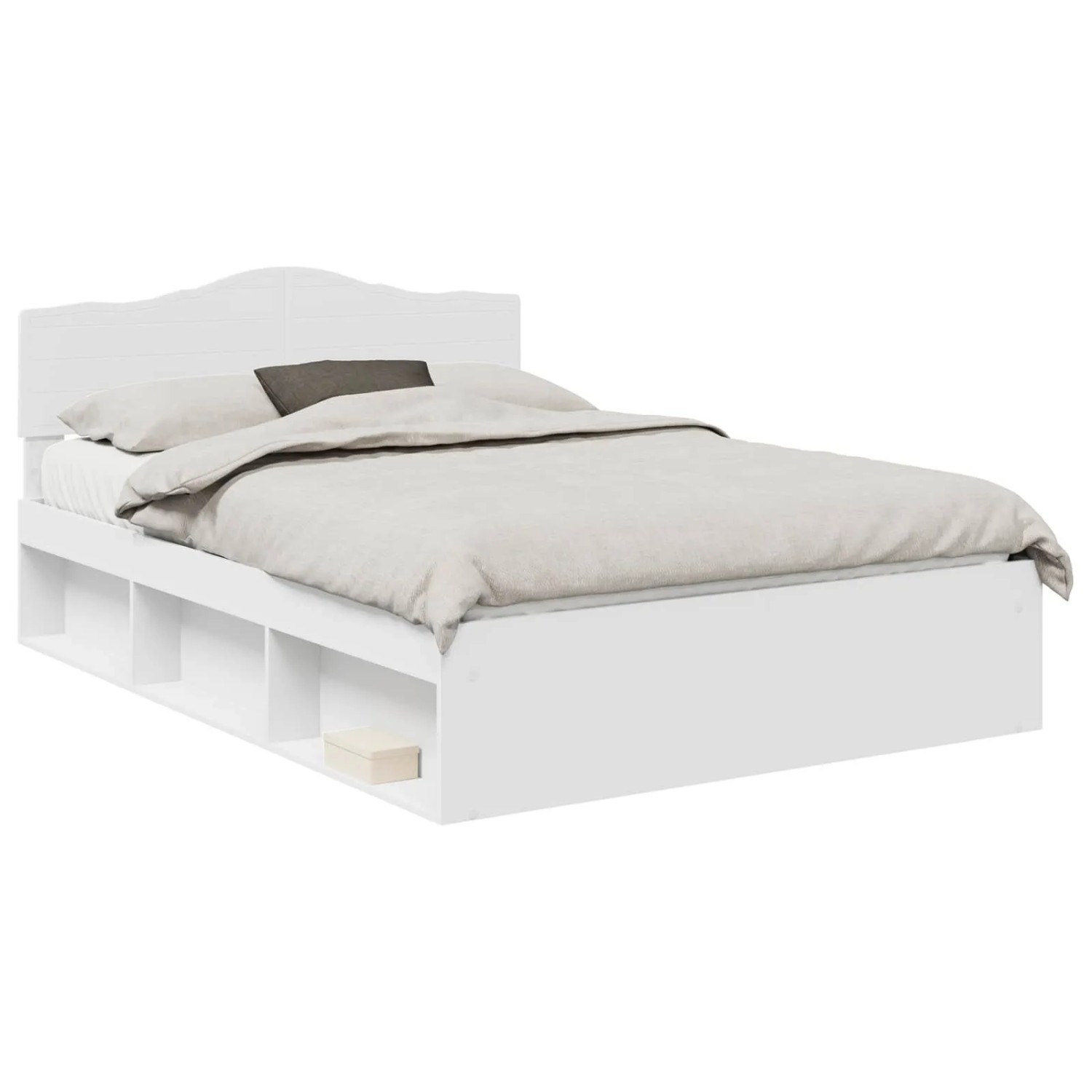 vidaXL Bettrahmen mit Kopfteil Weiß 160 x 200 cm Massives Kiefernholz 3412871