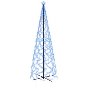 Blauer LED-Weihnachtsbaum in Kegelform, 5m hoch, mit 1400 LEDs und Sternspitze für festliche Beleuchtung.