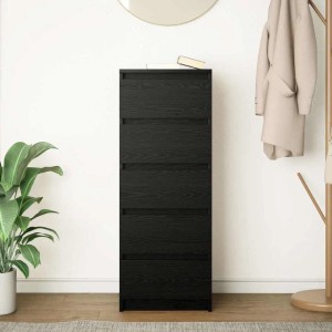 Schwarzes vidaXL Sideboard in Eichen-Optik mit 5 Schubladen, 37,5x35x99 cm.