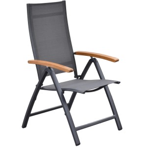 Merxx Gartensessel Toblino, klappbarer Gartenstuhl aus Aluminium, Textil und Akazie.