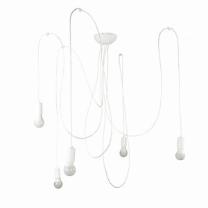 Licht-Erlebnisse Hängelampe Weiß Flexibel 300 cm Lang Metall E27 5-Flammig