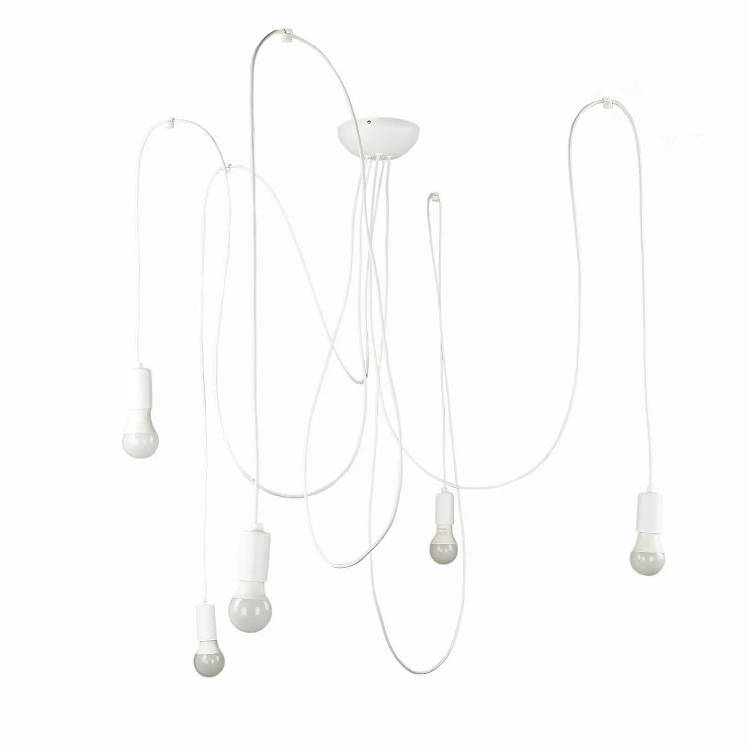Licht-Erlebnisse Hängelampe Weiß Flexibel 300 cm Lang Metall E27 5-Flammig günstig online kaufen