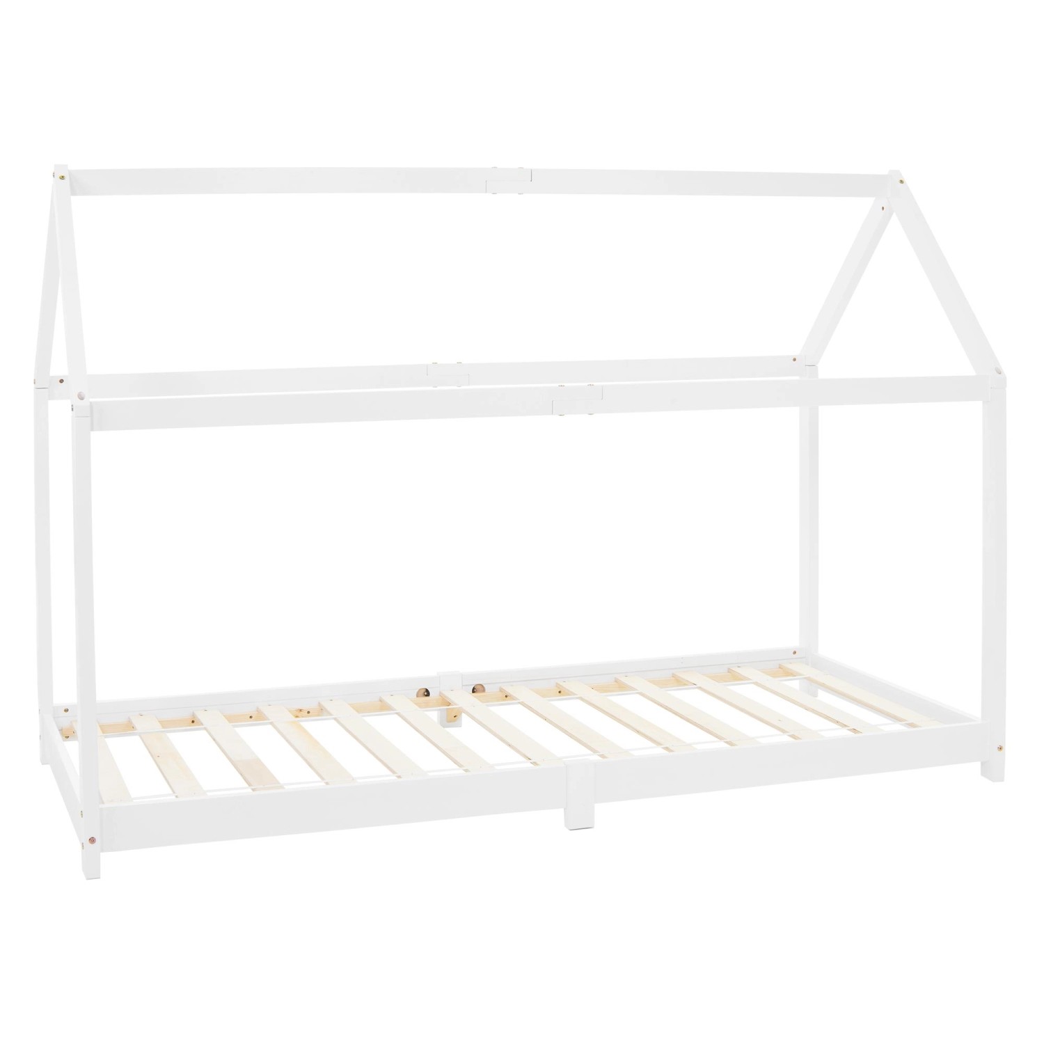ML-Design Kinderbett 90 x 200 cm mit Dach und Lattenrost Weiß Hausbett