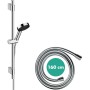 Hansgrohe Pulsify Blend Brauseset mit Duschkopf, Brausestange und Schlauch in Chrom.