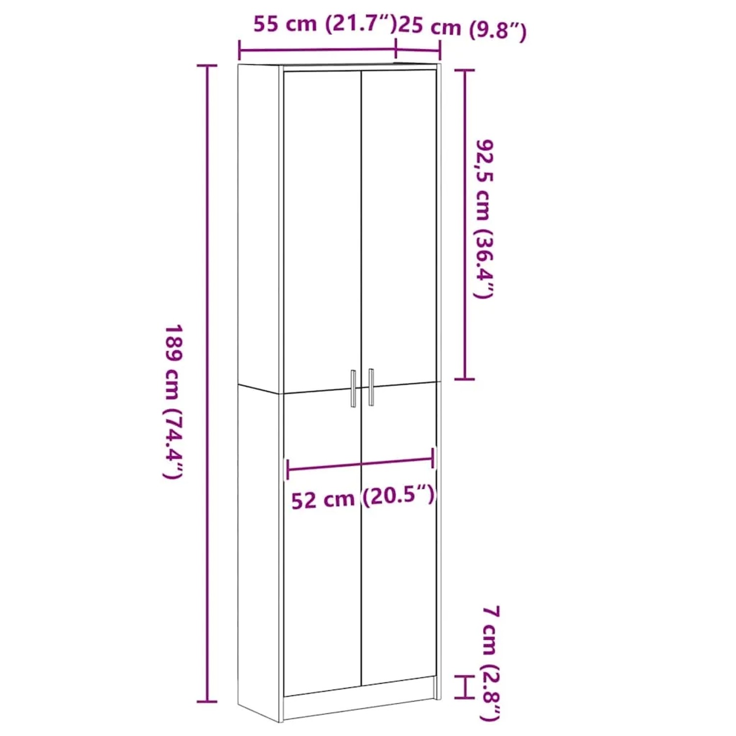 vidaXL Kleiderschrank mit Regal Weiß 55 x 25 x 189 cm Holzwerkstoff 3334008_11