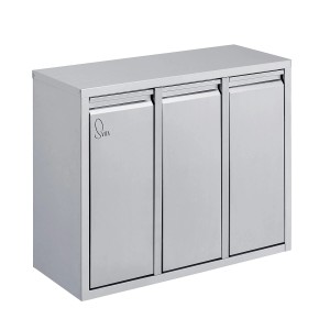 Svita Mülleimer zur Wandbefestigung, 24 Liter, Edelstahl, mit 3 Fächern für Mülltrennung.