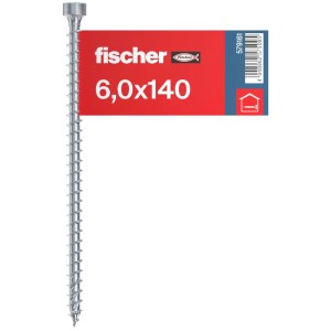 Fischer Holzbauschraube, Zylinderkopf, 6x140 mm, Vollgewinde, geeignet für Holzverbindungen.