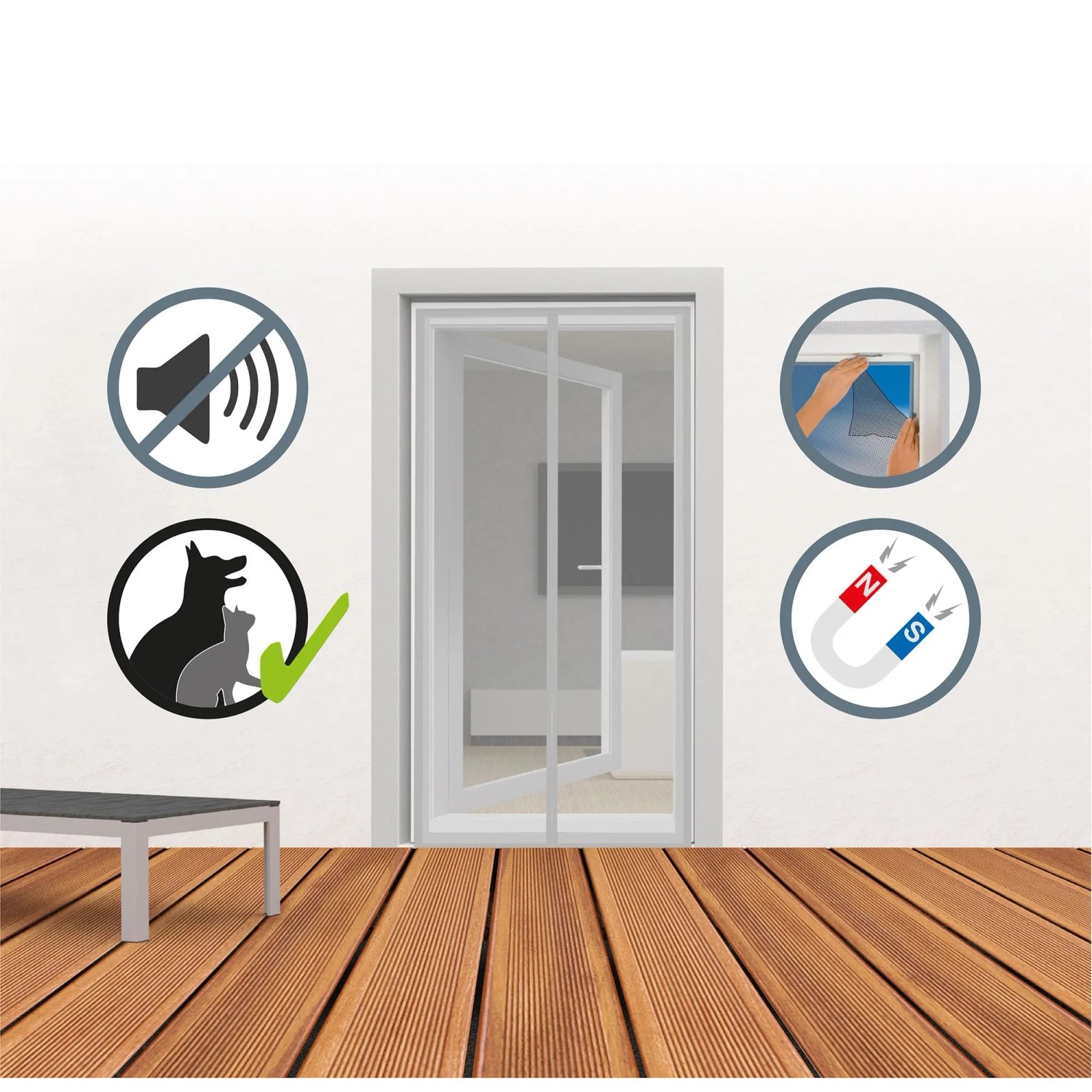 Weißer Easy Life Magnet-Türvorhang Premium 100x220 cm als Insektenschutz.