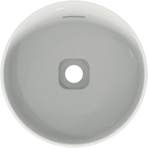 Aufsatzwaschtisch Ideal Standard Strada II, rund, weiß, ohne Hahnloch und mit Überlauf.