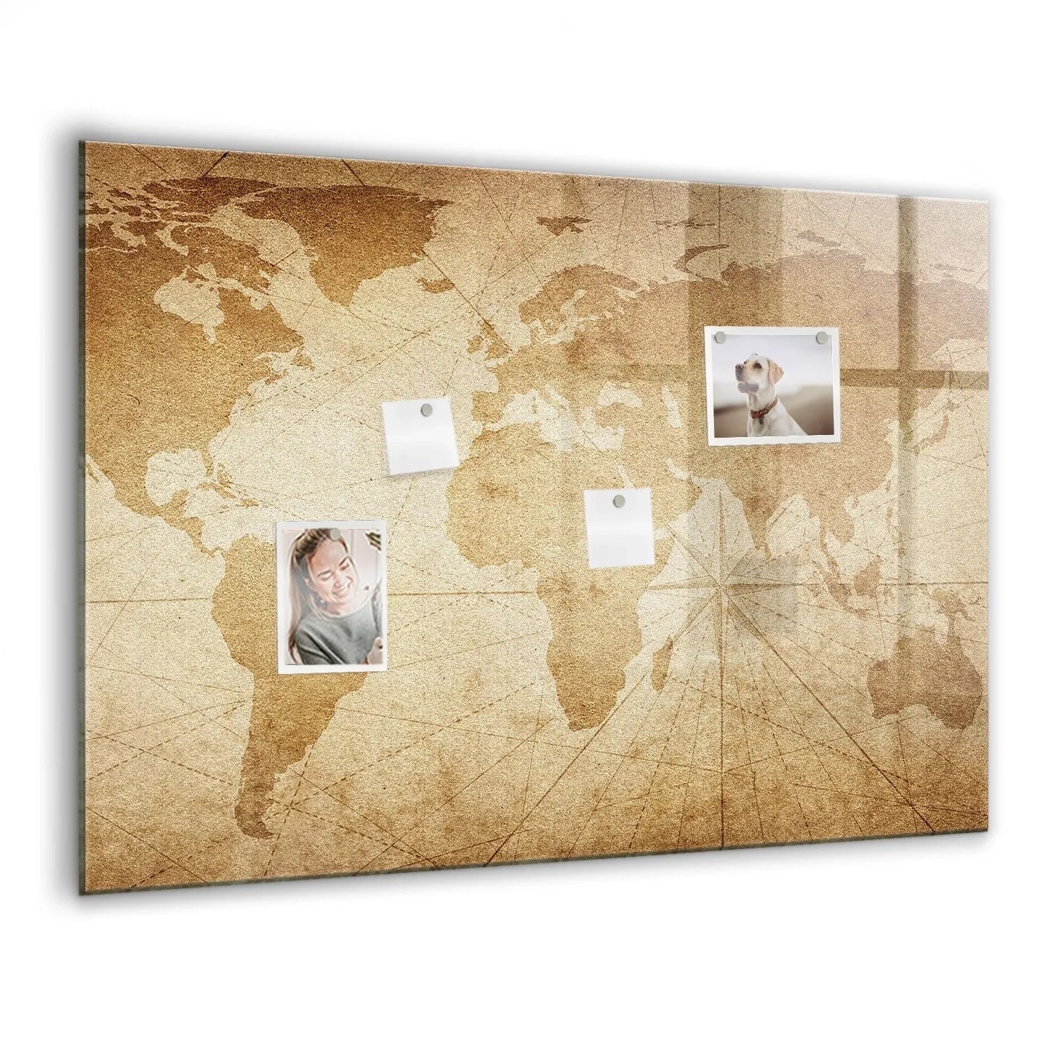 Tulup Beschreibbare Magnettafel Vintage Weltkarte Beschreibbare Magnettafel Küche 100x70 cm Schwarzer Marker Magnetische...