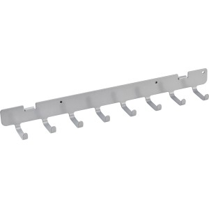 Metall-Hakenschiene, 35 cm, weiß-alu, mit 8 Haken zur Wandmontage für Bad, Küche & Co.