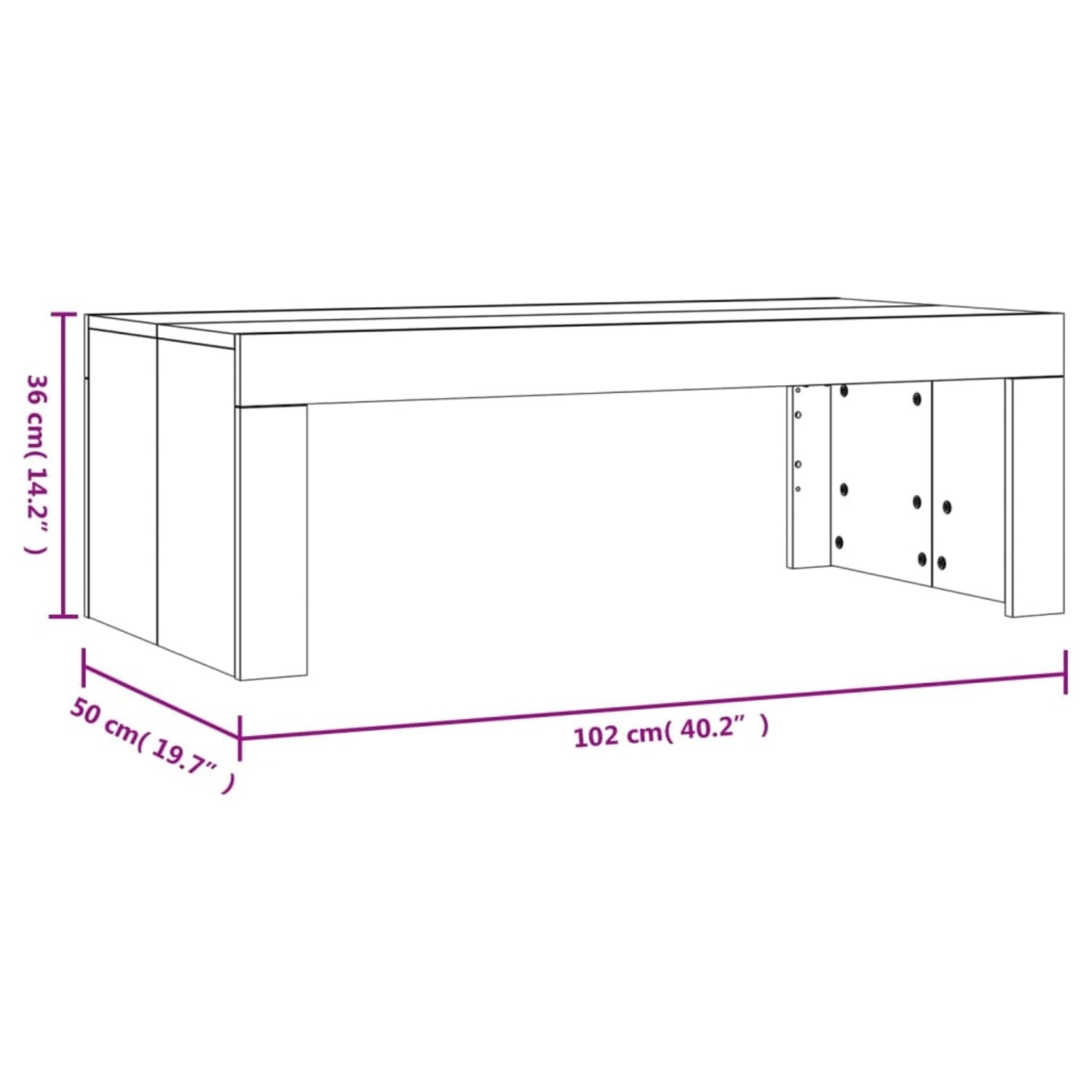 vidaXL Couchtisch, Betongrau, 102x50x36 cm, Holzwerkstoff, modernes Design.