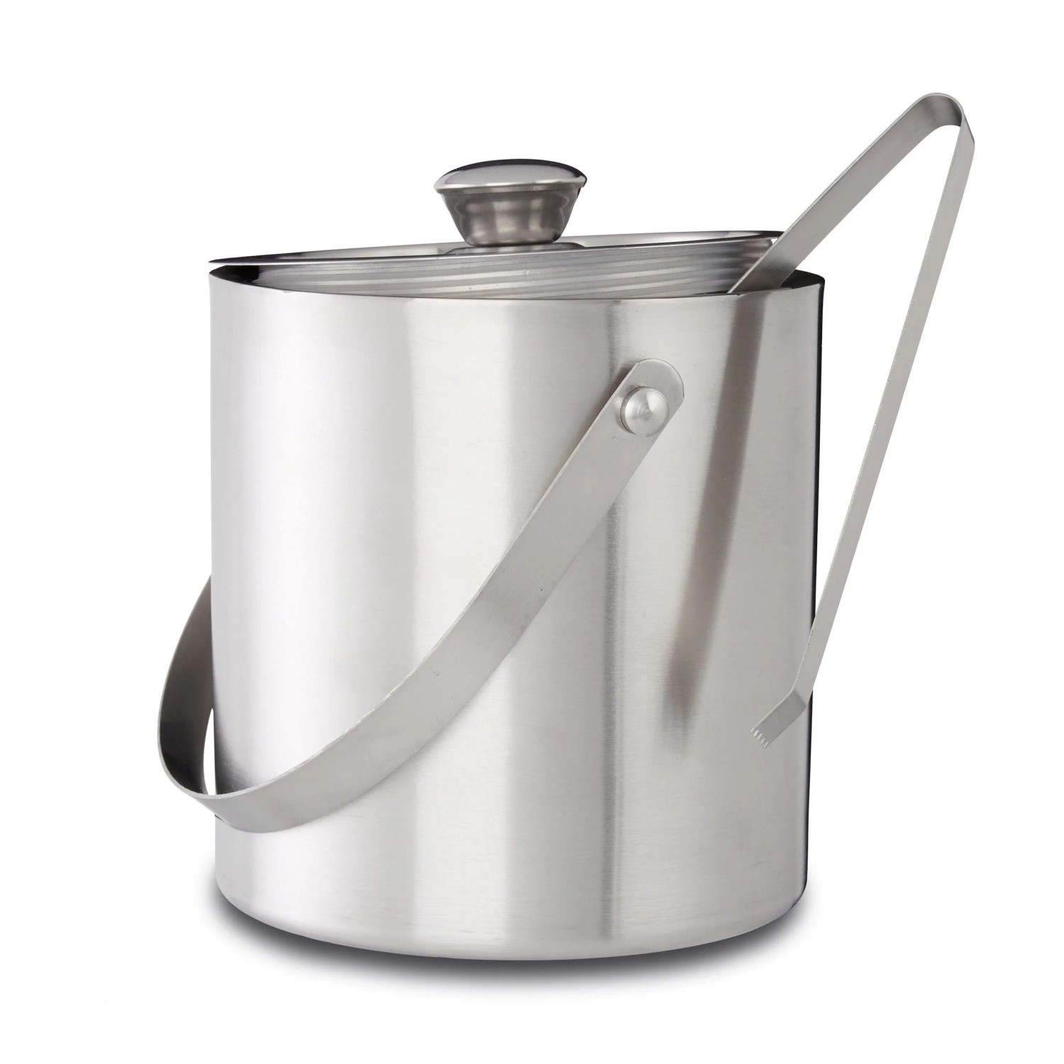 Relaxdays Eisbehälter Edelstahl Silber Doppelwandig Mit Deckel Mit Eiszange 17 cm x 15 cm x 15 cm_5
