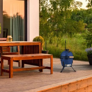 Relaxdays Kamado Grill Keramik Blau Mit Thermometer 56,5 cm x 43 cm x 46 cm 22 kg