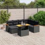 Schwarze 8-tlg. vidaXL Garten-Sofagarnitur aus Poly Rattan mit Kissen und Tisch.