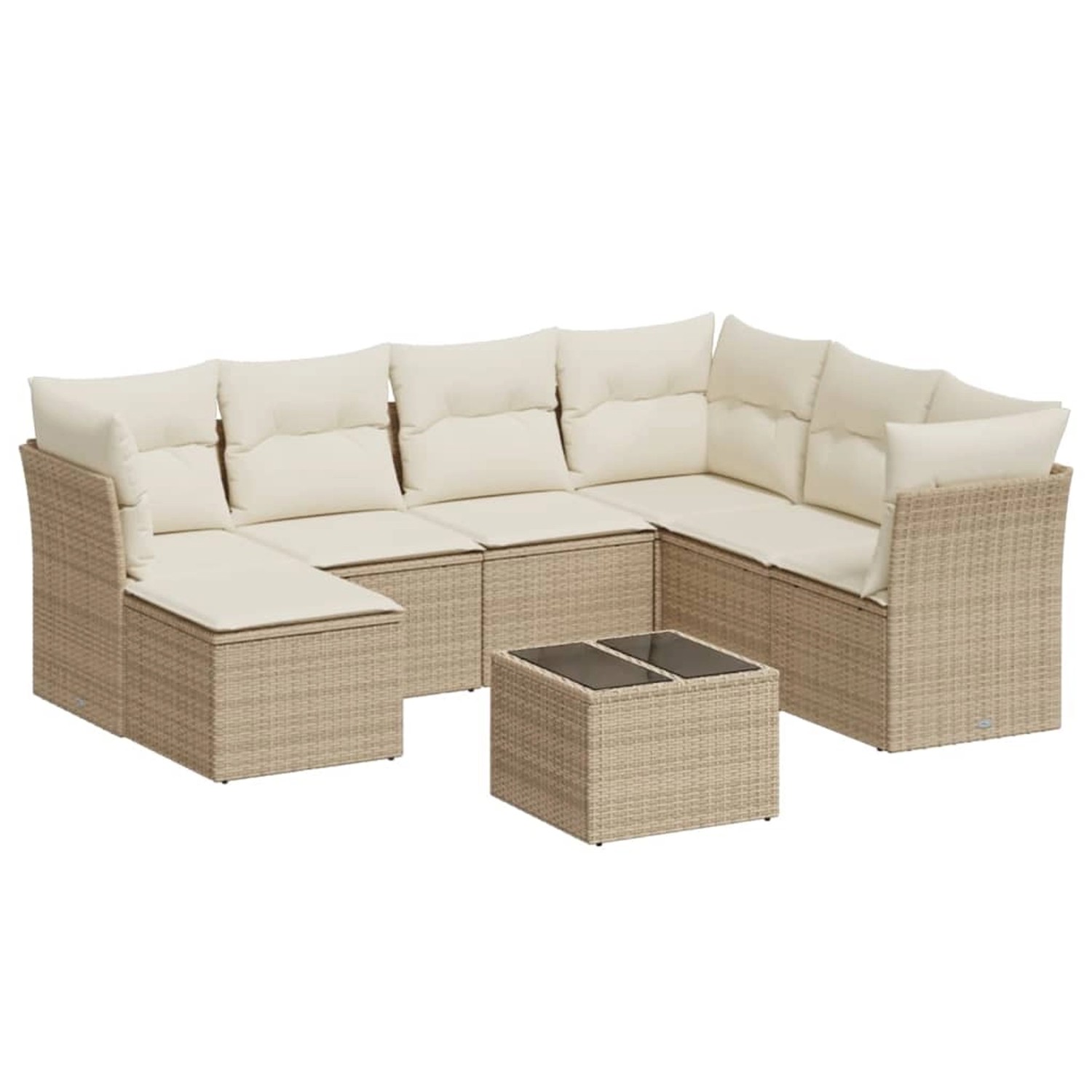 vidaXL 8-Tlg Garten-Sofagarnitur mit Kissen Beige Poly Rattan 3217998 günstig online kaufen