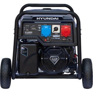 Hyundai Notstromaggregat HY8500LEK-T mit 7,7 kW Leistung und Rädern für einfachen Transport.