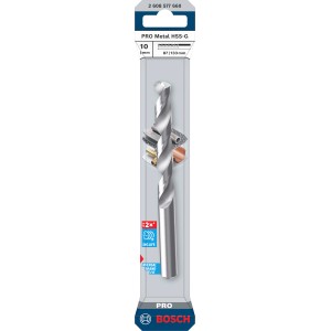 Bosch Spiralbohrer Pro Metal HSS-G, 10 mm, für Metallarbeiten.