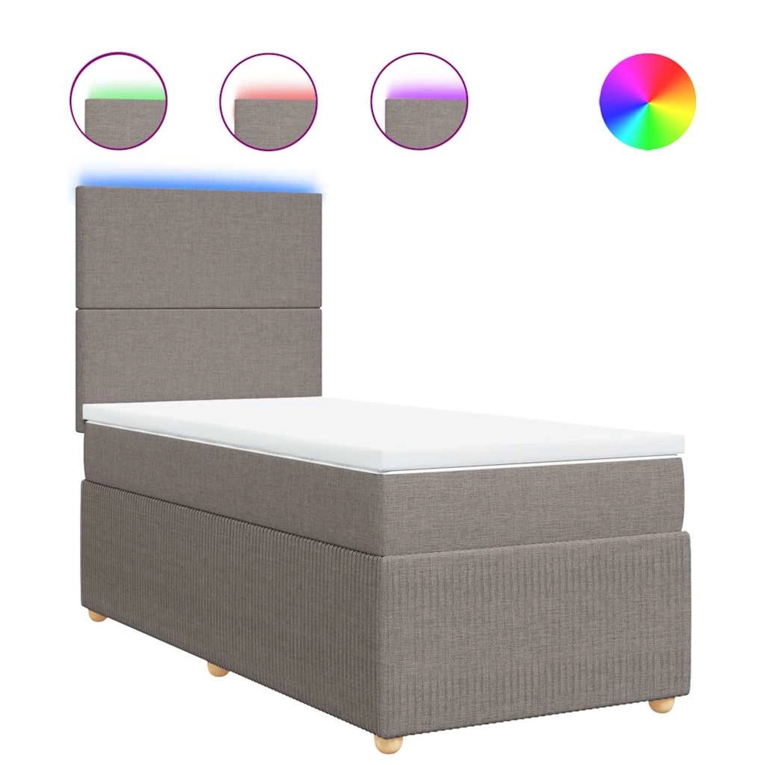 vidaXL Boxspringbett mit Matratze Taupe 90x200 cm Stoff 3294236 günstig online kaufen