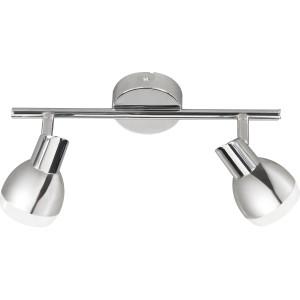 LED-Spot Nantes 2er, Chrom, mit zwei schwenkbaren Strahlern für Wand und Decke.