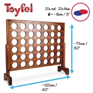 Toyfel Ace 4 Gewinnt XXL aus Kiefernholz, großes Holzspiel für 2 Spieler