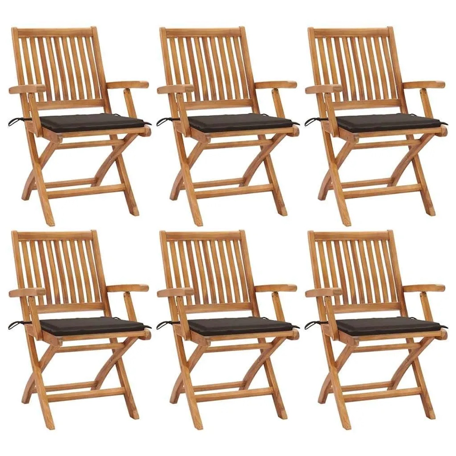 vidaXL Klappbare Gartenstühle mit Kissen 6 Stk Massivholz Teak 3072758