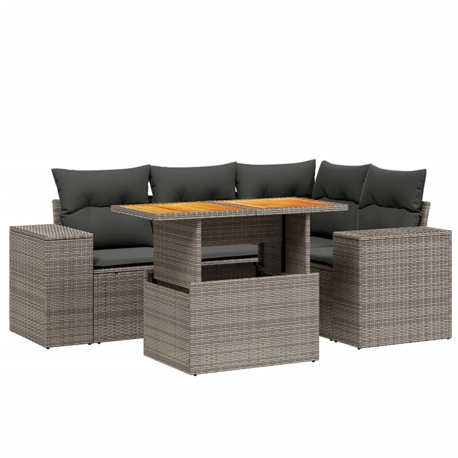 vidaXL 5-Tlg Garten-Sofagarnitur mit Kissen Grau Poly Rattan 3272621 günstig online kaufen