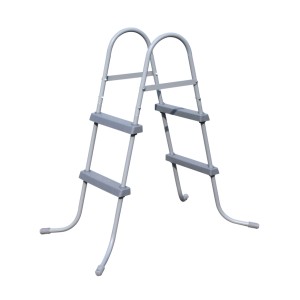 Graue Poolleiter EGGO aus Kunststoff und Stahl für Pools bis 84 cm Höhe.