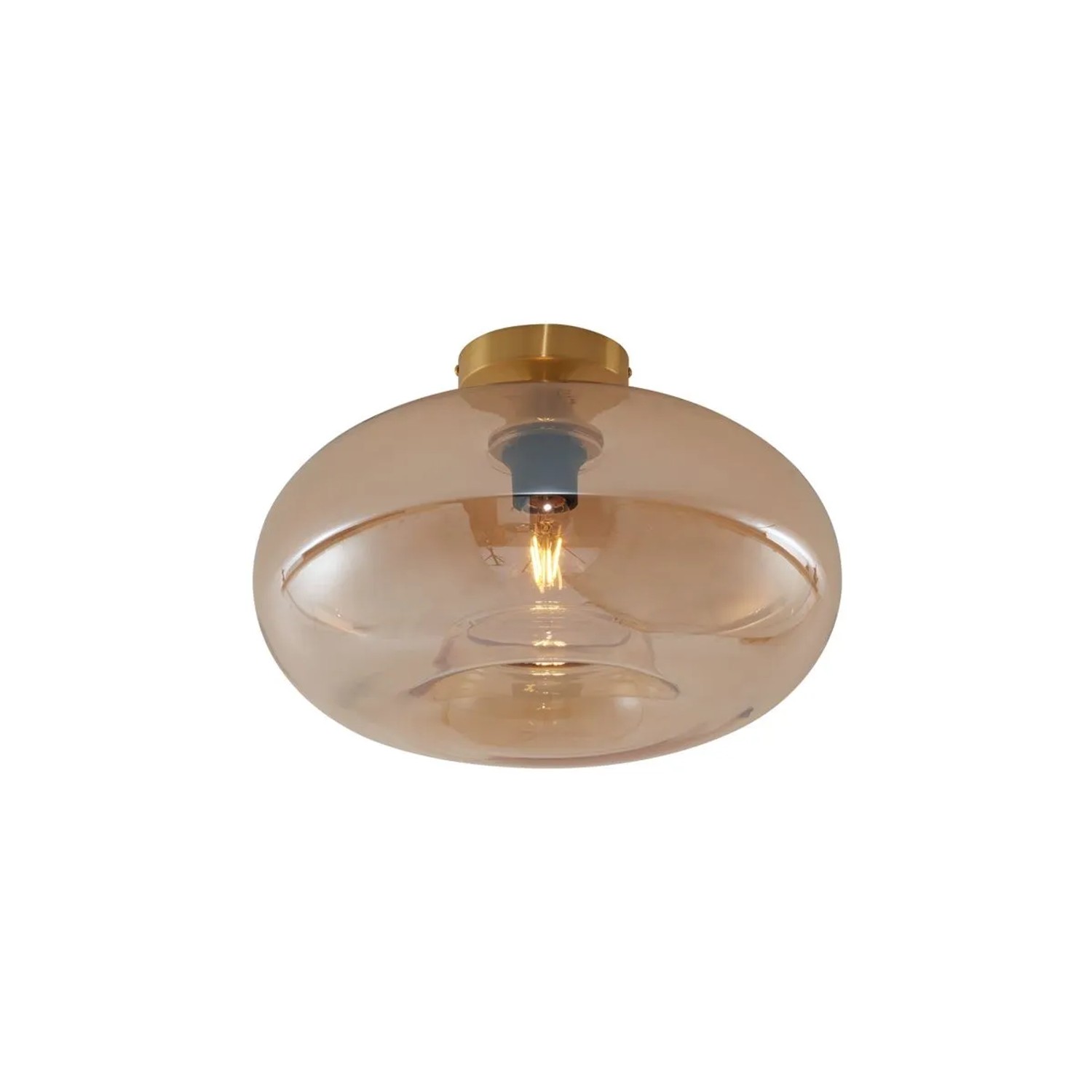 Qazqa Art-Deco-Deckenleuchte Messing Mit Bernsteinglas 40cm Busa
