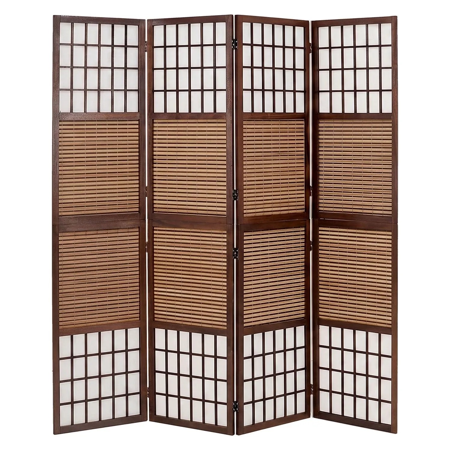 Homestyle4u 4-tlg. Paravent in Braun 176x175 cm 89
