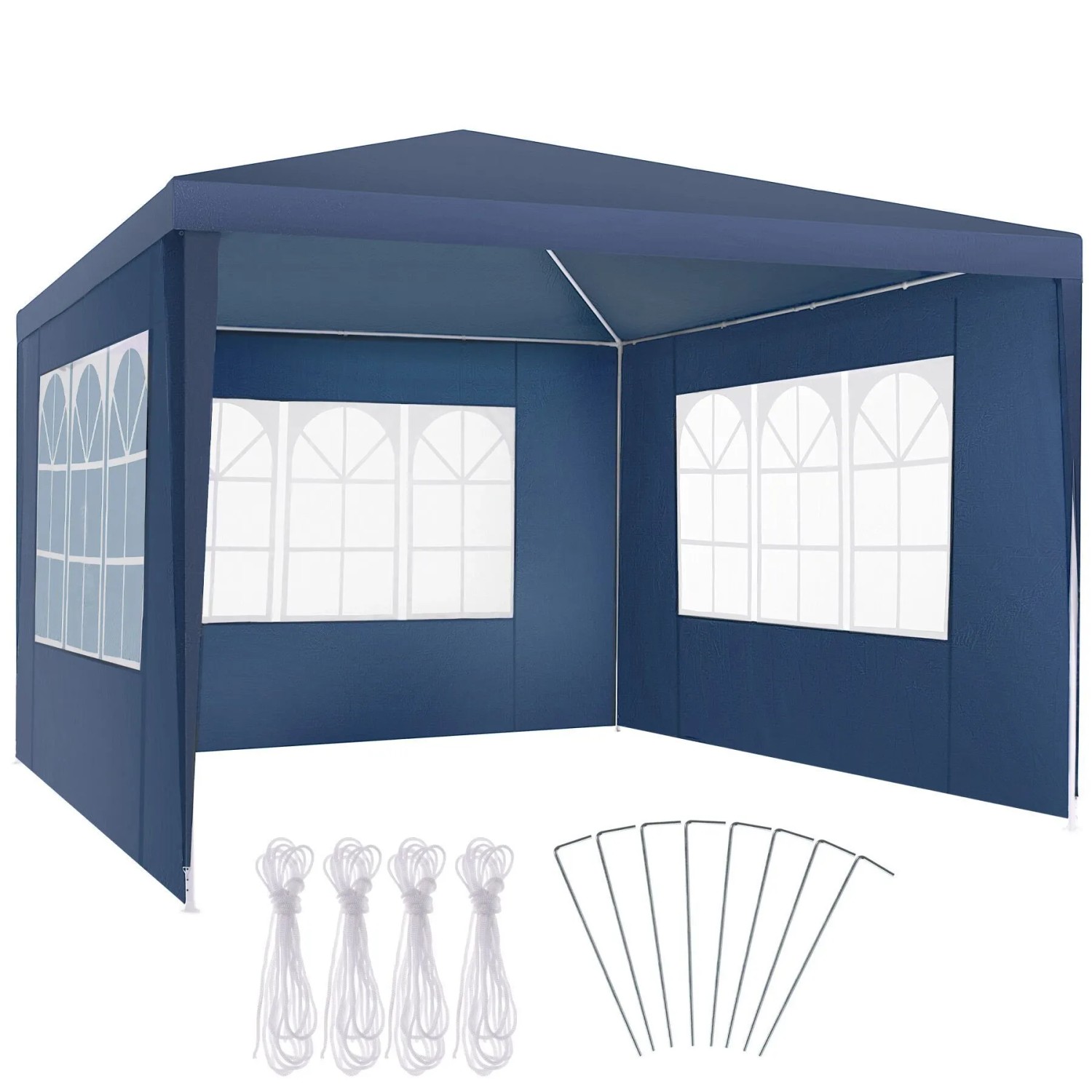 Tectake Pavillon Barinas 3 X 3 M Im Stecksystem Abnehmbare Seitenteile 300 X 300 X 250 Cm Blau