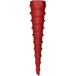 Roter Suki Screw-it-Again Holzdübel, konisch mit Einkerbungen, zur Reparatur von Bohrlöchern.