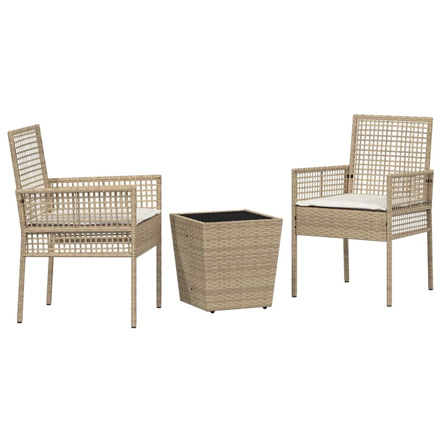 vidaXL Garten Bistro Set 3-Tlg Beige Poly Rattan 3334959