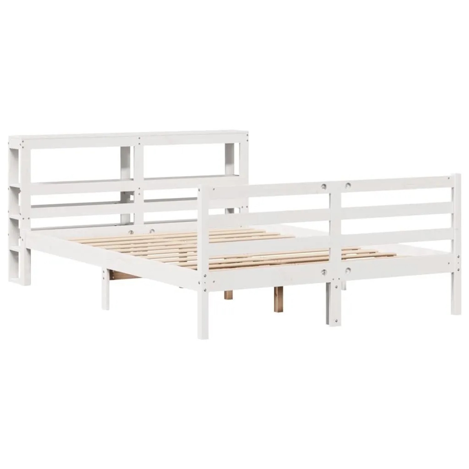 vidaXL Massivholzbett ohne Matratze Weiß 135x190 cm Kiefernholz 3305817 günstig online kaufen
