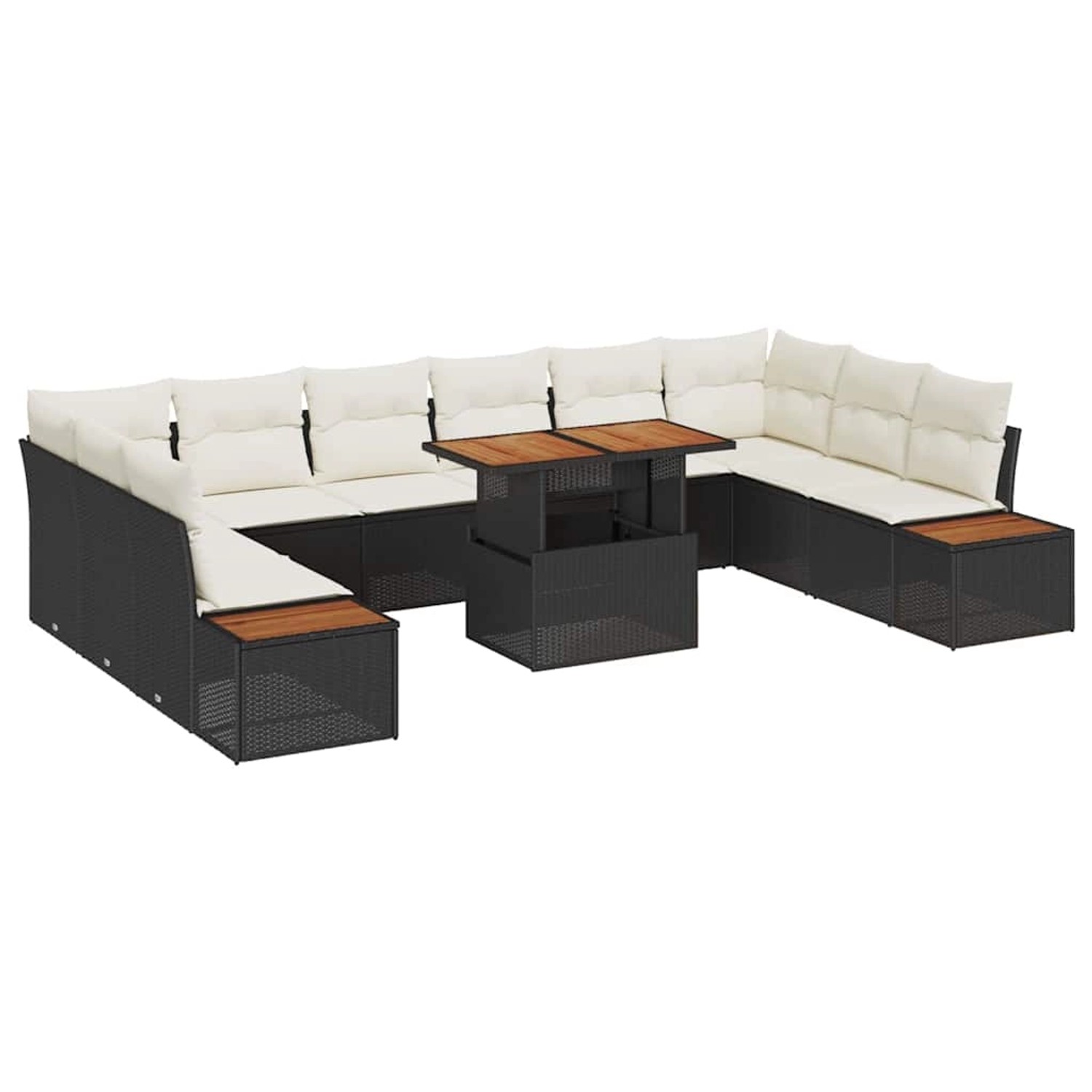 vidaXL Garten-Sofa-Set mit Speicher 11-Tlg Schwarz Poly Rattan 3358841 günstig online kaufen