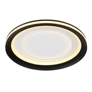 Schwarze LED-Deckenleuchte Clarino, dimmbar, Ø 30cm. Moderne Deckenlampe für Wohnräume.