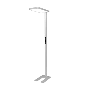Weiße LUXULA LED Stehlampe für Büro/Homeoffice, dimmbar, 100W, neutralweißes Licht.