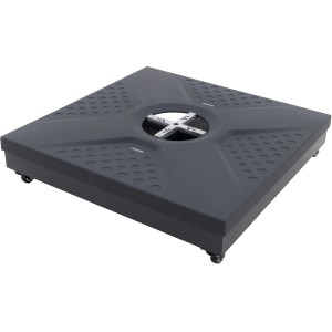 Grauer Doppler Stahlrahmenständer Active Easy Push, 88x88 cm, für Ampelschirme, mit Rollen.