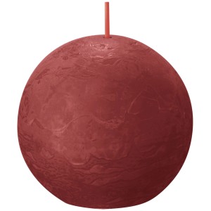 Bolsius Kugelkerze Shine, zartes Rot, 76mm, rustikale Stumpenkerze für gemütliche Atmosphäre.