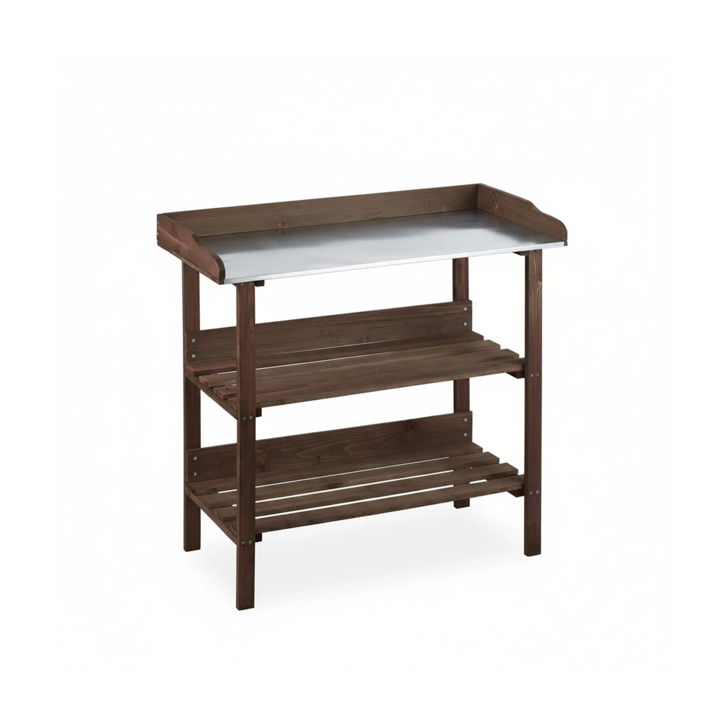 Relaxdays Pflanztisch Holz Metall Dunkelbraun Mit 3 Ebenen 86 cm x 92 cm x 42 cm 7,1 kg