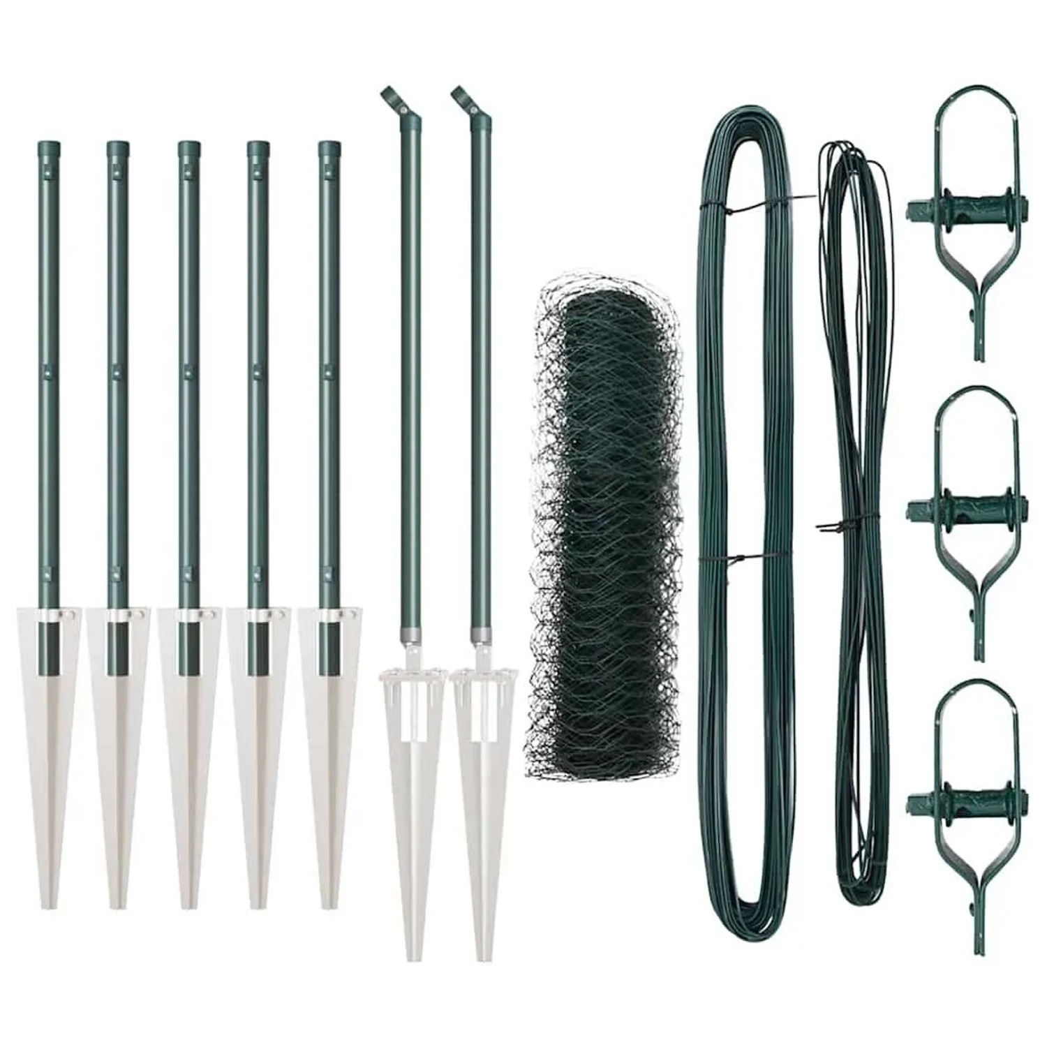 vidaXL Zaunpfosten Grün 10 x 0,4 m 50 mm Netz Stahl und PVC 3353045 günstig online kaufen